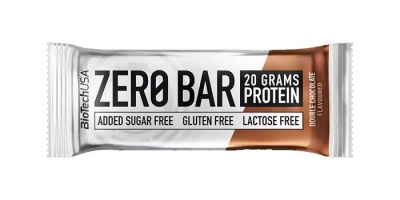 Fehérjeszelet, gluténmentes, 50g, BIOTECH USA "Zero Bar", dupla csokoládé